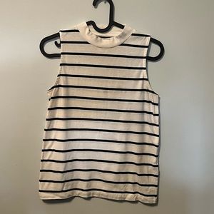 Madewell Black+White Striped Mockneck Tank Top